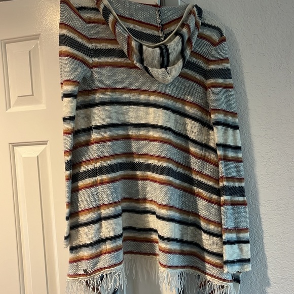 Rip Curl Cardigan Boho Sweater Rust cream Stripe Small - Picture 4 of 5